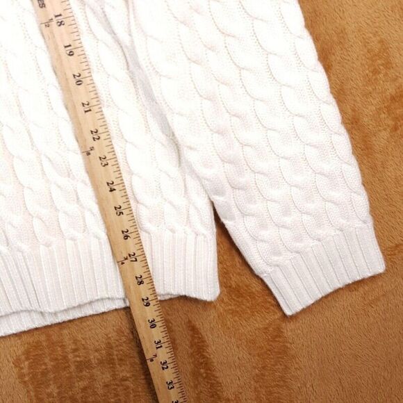 JW ANDERSON Mens Sweater Large Cream 1/4 Zip Cable Knit 100% Merino Wool $690 - Picture 7 of 8